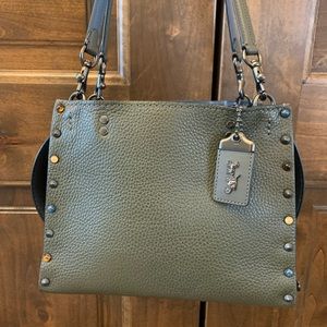 Coach 1941 Rogue 25 Bag, olive green with jewel rivets.
Style 53405